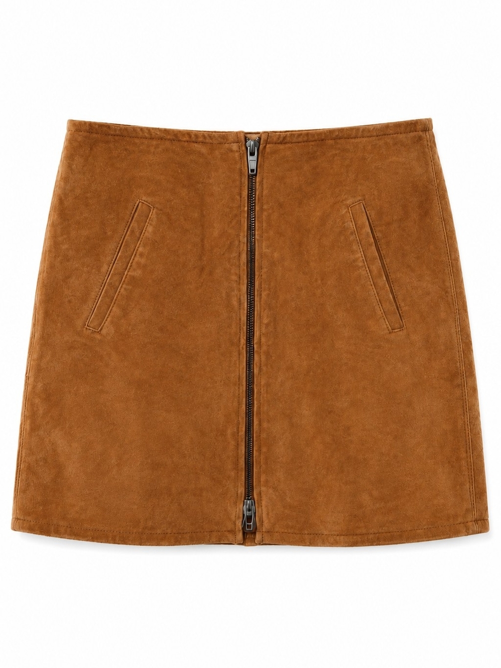 Blank NYC Cognac Suede Zip Mini Skirt